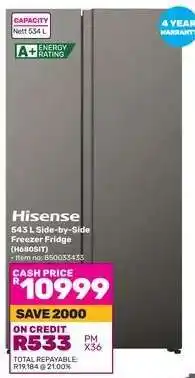 Game Hisense 543 L Side-by-Side Freezer Fridge offer