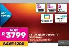 Game 43 2K QLED Google TV (43E5520H) offer