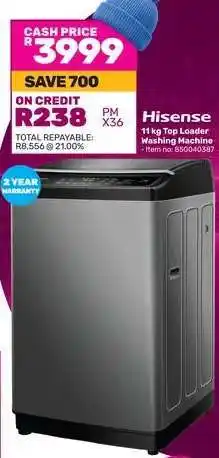 Game Hisense 11 kg Top Loader Washing Machine offer