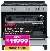 Game Defy 5 Burner New York Series Gas Cooker DGS902 offer