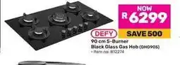 Game Defy 90 cm 5-Burner Black Glass Gas Hob (DHG905) offer