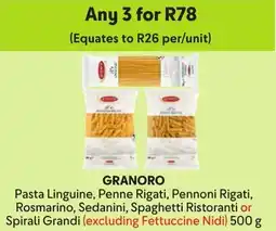 Makro Granoro Pasta Linguine, Penne Rigati, Pennoni Rigati, Rosmarino, Sedanini, Spaghetti Ristoranti or Spirali Grandi offer