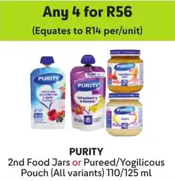 Makro Purity 2nd Food Jars or Pureed/ Yogilicous Pouch offer