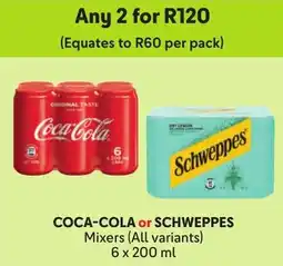 Makro Coca-Cola or Schweppes Mixers offer