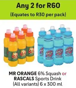 Makro Mr Orange 6% Squash or Rascals Sports Drink offer
