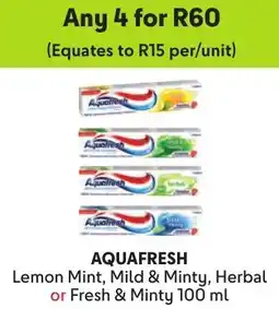 Makro Aquafresh Lemon Mint, Mild & Minty, Herbal or Fresh & Minty offer
