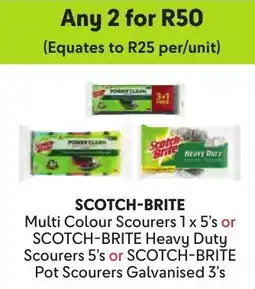 Makro Scotch Brite Multi Colour Scourers or Scotch Brite Heavy Duty Scourers or Scotch Brite Pot Scourers Galvanised offer