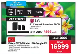 Makro TCL 190 cm 75" QD Mini LED Google TV offer