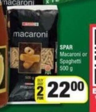 Spar Spar Macaroni or Spaghetti 500g offer