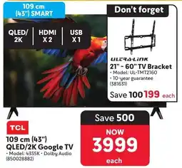 Makro TCL 109 cm 43" QLED/ 2K Google TV offer