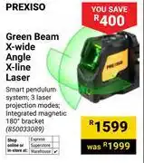 Builders Warehouse Prexiso Green Beam X-Wide Angle X-Line Laser 850033089 offer
