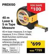 Builders Warehouse Prexiso 40m Laser & 5m Tape Measure 850033127 offer