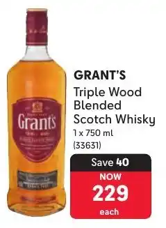 Makro Grant's Triple Wood Blended Scotch Whisky offer