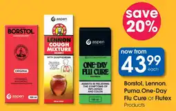 Clicks Borstol, Lennon, Puma, One-Day Flu Cure or Flutex Products offer