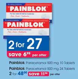 Clicks Painblok Paracetamol 500 mg Tablets offer