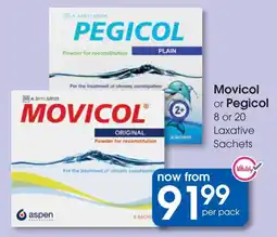 Clicks Movicol or Pegicol Laxative Sachets offer