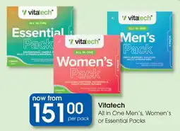 Clicks Vitatech All in One Men's, Women's or Essential Packs offer