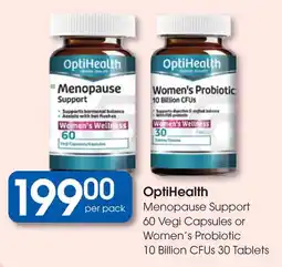 Clicks OptiHealth Menopause Support 60 Vegi Capsules or Women's Probiotic 10 Billion CFUs 30 Tablets offer