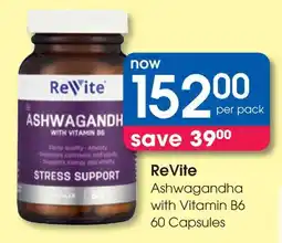 Clicks ReVite Ashwagandha with Vitamin B6 60 Capsules offer