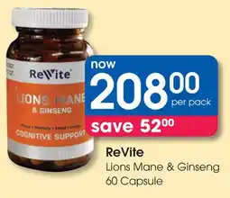 Clicks ReVite Lions Mane & Ginseng 60 Capsule offer