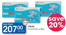 Clicks Clicks Incontinence Slips offer