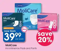 Clicks MoliCare Incontinence Pads and Pants offer
