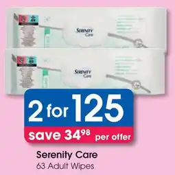 Clicks Serenity Care 63 Adult Wipes offer