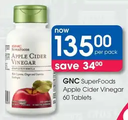 Clicks GNC SuperFoods Apple Cider Vinegar 60 Tablets offer