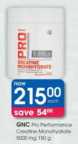 Clicks GNC Pro Performance Creatine Monohydrate 5000 mg offer