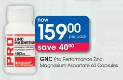 Clicks GNC Pro Performance Zinc Magnesium Aspartate 60 Capsules offer