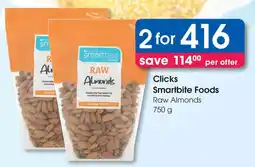 Clicks Clicks Smartbite Foods Raw Almonds offer