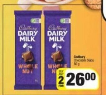 Spar Cadbury Chocolate Slabs 80g offer