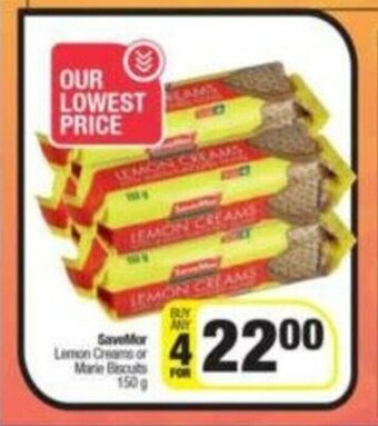 Spar SaveMor Lemon Creams or Marie Biscuits 150g offer