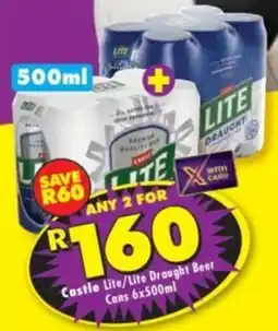Shoprite Liquor Castle Lite/ Lite Draught Beer Cans offer