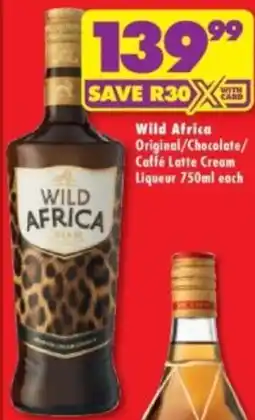 Shoprite Liquor Wild Africa Original/ Chocolate/ Caffé Latte Cream Liqueur offer