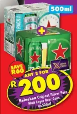 Shoprite Liquor Heineken Original/ Silver Pure Malt Lager Beer Cans offer