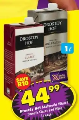 Shoprite Liquor Drostdy Hof Adelpracht White/ Smooth Claret Red Wine offer