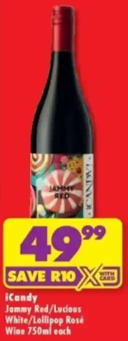 Shoprite Liquor iCandy Jammy Red/ Lucious White/ Lollipop Rosé Wine offer