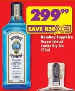 Shoprite Liquor Bombay Sapphire Vapour Infused London Dry Gin offer