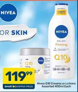 Pick n Pay Nivea Q10 Creams or Lotions Assorted 400ml Each offer