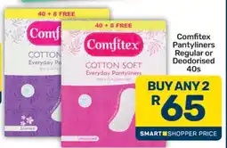 Pick n Pay Comfitex Pantyliners Regular or Deodorised 40s offer