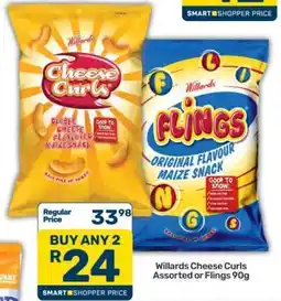 Pick n Pay Willards Cheese Curls Assorted or Flings 90g offer