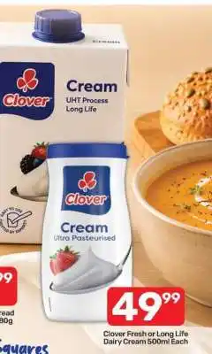 Pick n Pay Clover Fresh or Long Life Dairy Cream 500ml Each offer