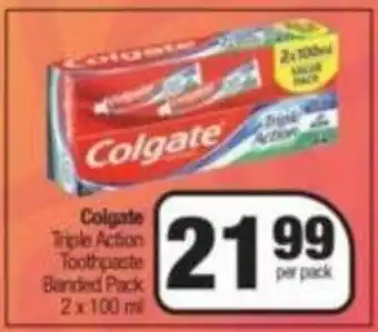 Spar Colgate Triple Action Toothpaste Branded Pack 2 x 100 ml offer