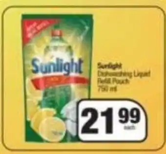 Spar Sunlight Dishwashing Liquid Refill Pouch 750 m offer