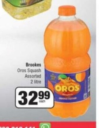 Spar Brookes Oros Squash Assorted 2 Litre offer
