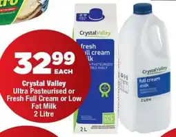 OK Foods Crystal Valley Ultra Pasteurised or Fresh Full Cream or Low Fat Milk offer
