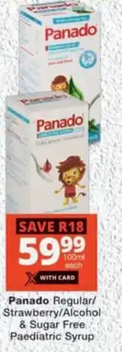 MediRite Panado Regular/ Strawberry/ Alcohol & Sugar Free Paediatric Syrup offer