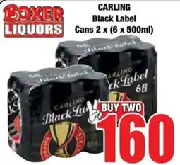 Boxer Carling Black Label Cans offer