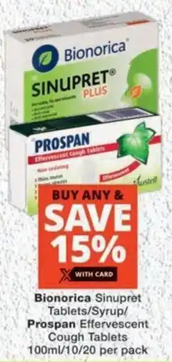 MediRite Bionorica Sinupret Tablets/ Syrup/ Prospan Effervescent Cough Tablets offer